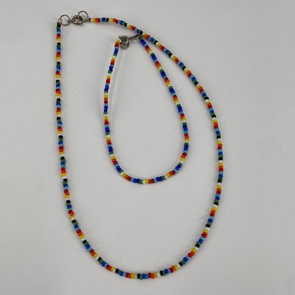 handmade Jewelry - Handmade rainbow beaded choker necklace/anklet